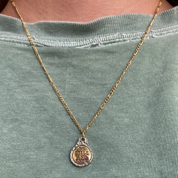 Handmade Gold and Silver Faith Bible Verse Charm Necklace - Picture 12 of 15